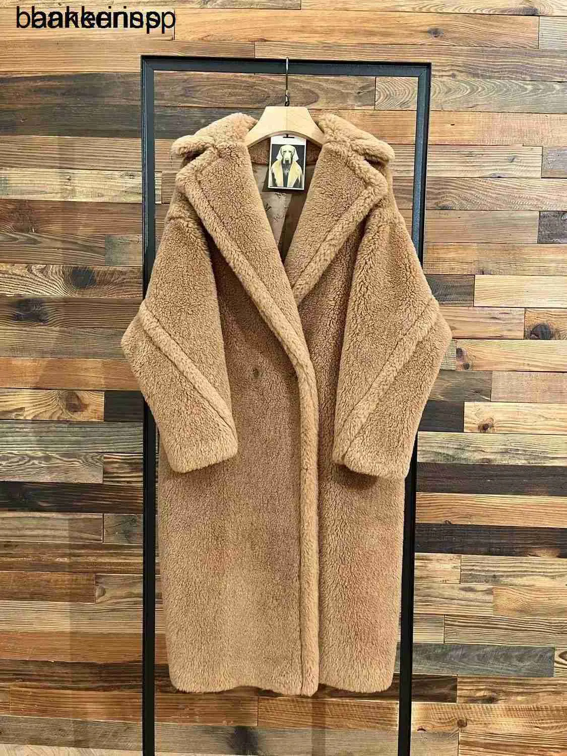 Alpaca Coat Maxmaras Wool Coat Same Material 2023 M Bear Women's Fur Sheep Fleece Length