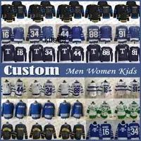 91 John Tavares Custom Men Women Kids Hockey Jersey 34 Auston Matthews 16 Mitchell Marner 88 William Nylander 8 Jake Muzzin Morgan Rielly