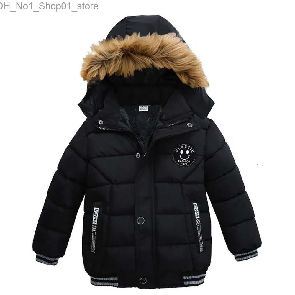 Para baixo casaco de inverno meninos jaqueta quente gola de pele parkas moda bebê meninas Thicen casacos com capuz zíper casual all-match outerwear crianças roupas q231205