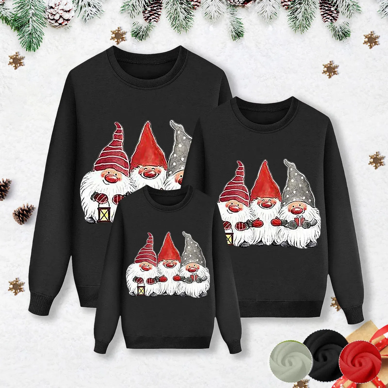 Famille correspondant tenues poupée de Noël imprimé tenue à manches longues mignon cerf sweat à capuche pull sweat chemisier pour navidad 231204