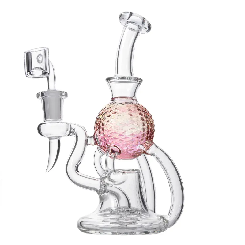 Różowa piłka plażowa mocny szklany bongs Hakahs Recycler Bong Showerhead Perc Perc Perc Olejki Dab Rig 14 mm stawowe rury wodne z Banger XL-2242 12 LL