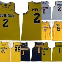 2022 stitched basketball Jerseys Michigan Wolverines Jalen Rose Chris Webber Juwan Howard Charles Matthews Jorda Poole Yellow basketball jersey