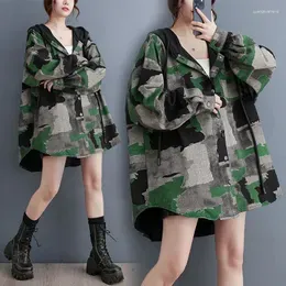 Women`s Jackets Camouflage Print Spring Fashion Loose Casual Vintage Coats Female Long Sleeve Outdoor Streetwear Jacket Hoody Top
