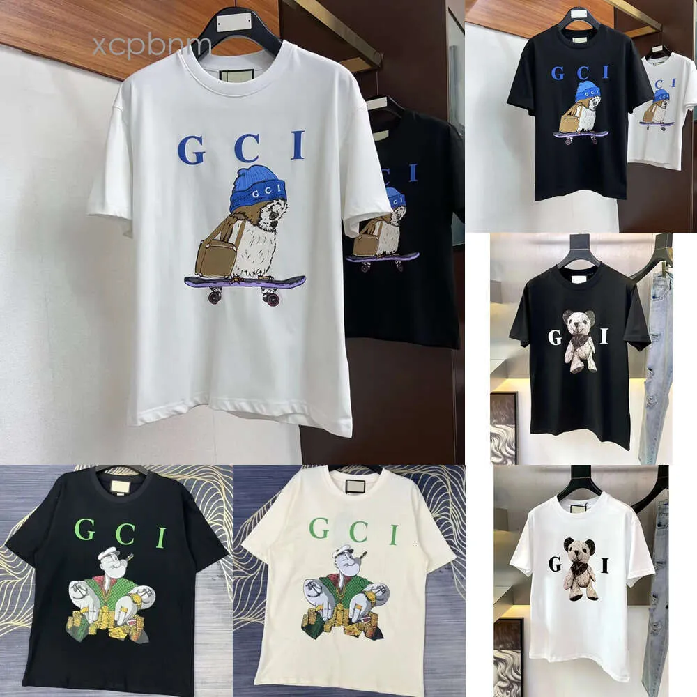 T-shirts Mens Brand Designer Tee 2023 Italian Letter Summer Tees T Shirt Classic Fashion Black White Men and Women qucci Short Sleeve Gucciism GG GC 15 S