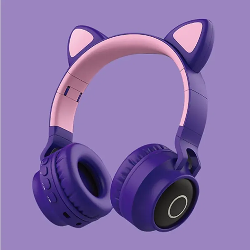 LED Cat Ear Noise Cancelling Headphones Bluetooth 5.0 Young People Kids Headset Support TF Card 3.5mm Plug With Mic LL