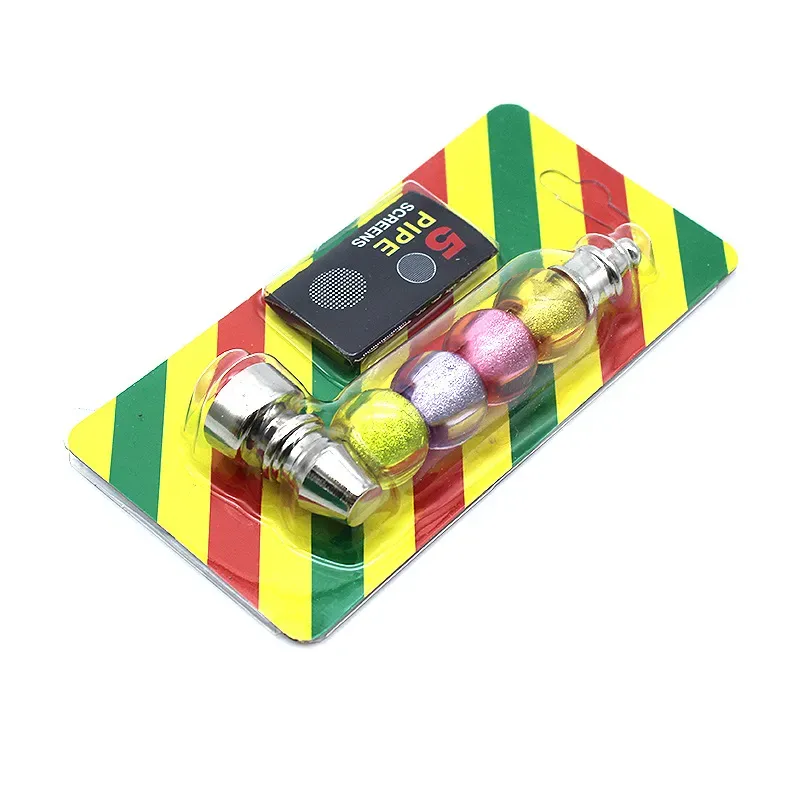 Metal Pipe Set Kit Tobacco Pocket Jamaican Bob Colorful Beads Pipe Detachable Smoking Herb Pipe with Screens Mesh Filter BJ