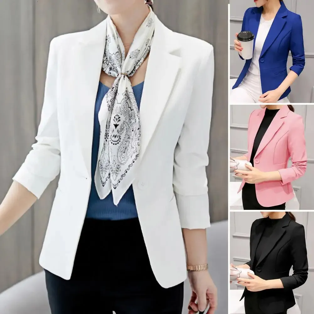 Kvinnors kostymer blazers blazer en manches sulfpour femme avec col rabattu enkel astronomique smal fit manteau classique trempe veste de poche pour bureau 231205