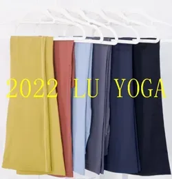 2022 NEW Women Yoga Pants Solid Color Nude Sports Shaping High Waist Tight Flared Fitness Loose Jogging Sportswear Womens Nine Point Flared Pant -0081808207