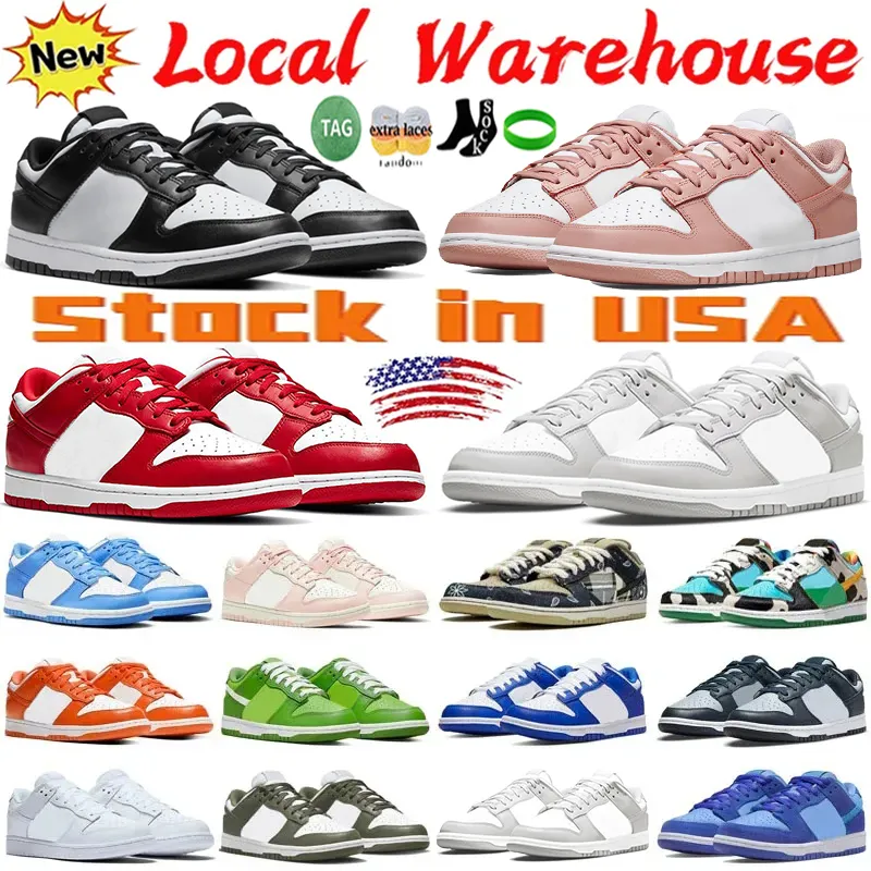 US Stocking Designer Shoes For Mens Shoes Womens Casual Sneakers White Black Panda Rose Whisper Grey Fog Summit White Wolf Grey Triple Pink Sports Trainers