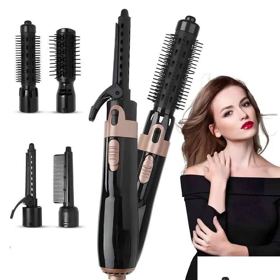 Curling Irons In Stock Mti-Function Iron 4-In-1 Air Comb Blow Dry Styling Straight Hair Dryer Drop Delivery Products Care Dhs0O