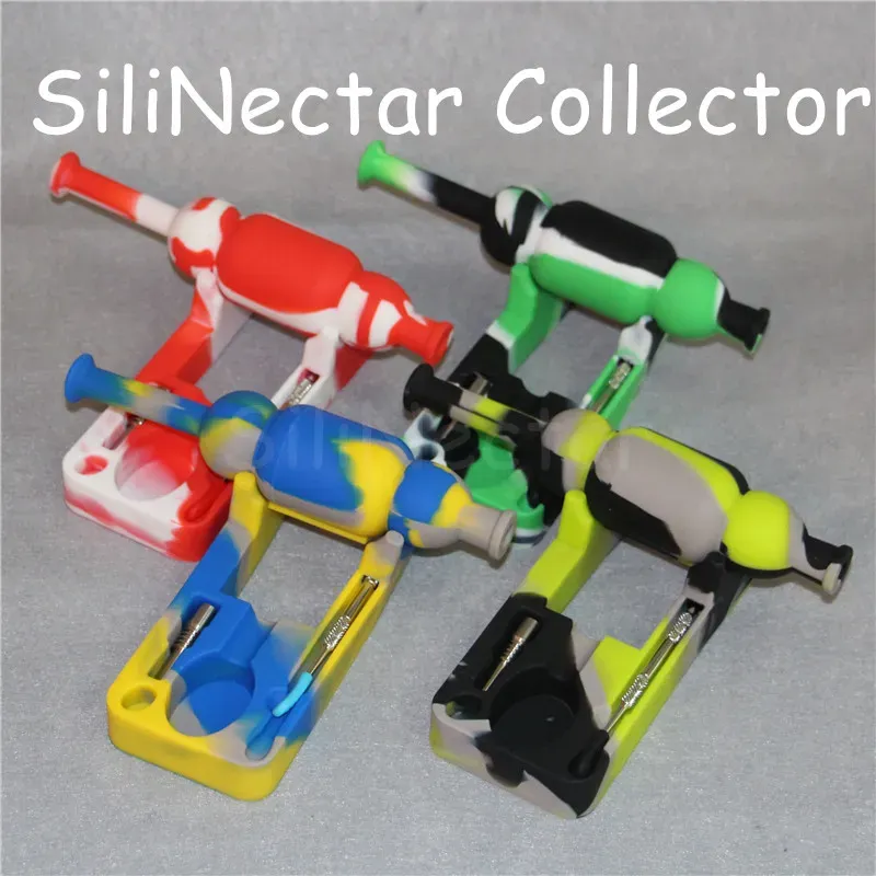 Hookahs Silicon Nectars with titanium nails 10mm male dabber tools Rig bongs silicone nectar dab straw pipes SiliNectar DHL