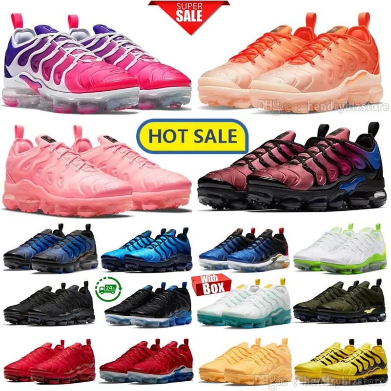 Plus Vapors Running Shoes Bubblegum Rosa Roxo Gradiente Ouro Preto Triplo Branco Cromos Cedro Miami Nights Borgonha Cereja Osso Azul Oliva Verde Tênis Treinadores