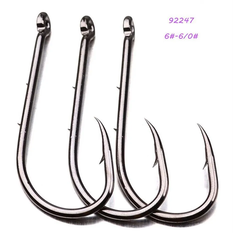 12 Sizes 6#-6 0# 92247 Baitholder Single Hook High Carbon Steel Barbed Hooks Asian Carp Fishing Gear 200 Pieces Lot210I