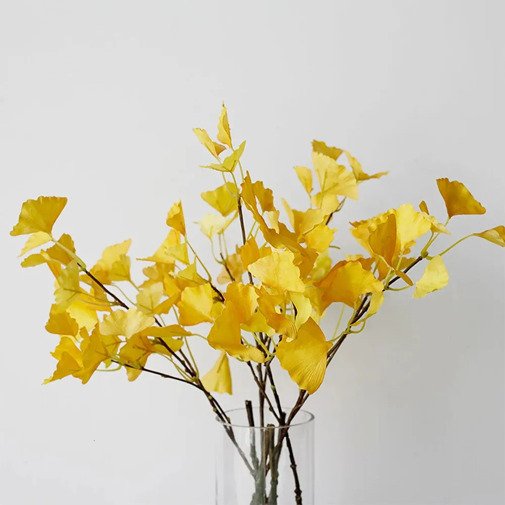 72cm New Artificial Plant Maple Leaf Faux Ginkgo Leaf Fake Plants Tree Branch Leafs Wedding DIY Home Office Hotel Party Decor