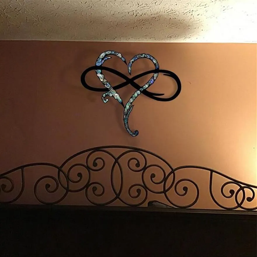 Autocollants de fenêtre Salon Maison Porte Ménage Infini Coeur Décoration Murale En Métal Art Crémaillère Cadeau Décor Pour Chambre 2541