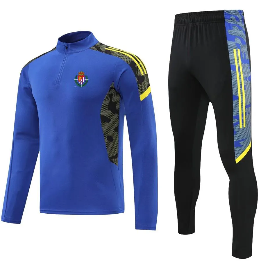 Real valladolid clube de futbol agasalho masculino calças jaqueta ternos de treinamento de futebol roupas esportivas jogging wear adulto tracksuts285d