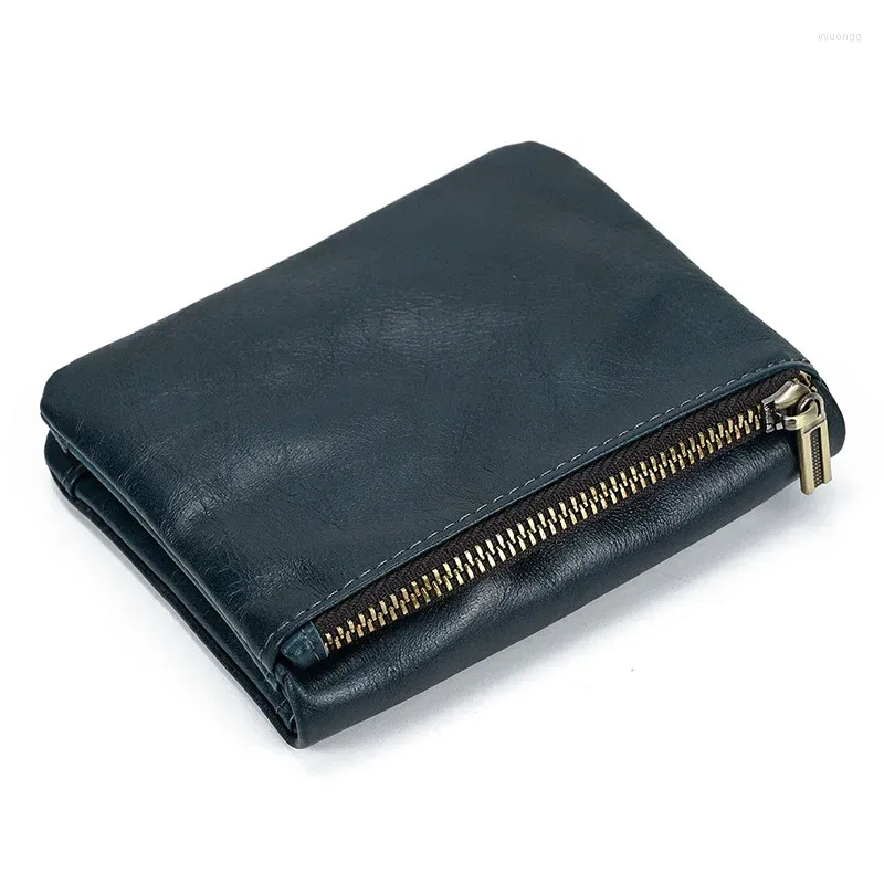 Portefeuilles hommes véritable cuir de vache affaires pliable portefeuille de luxe porte-monnaie mince Hipster supports Inserts porte-monnaie argent Walltes