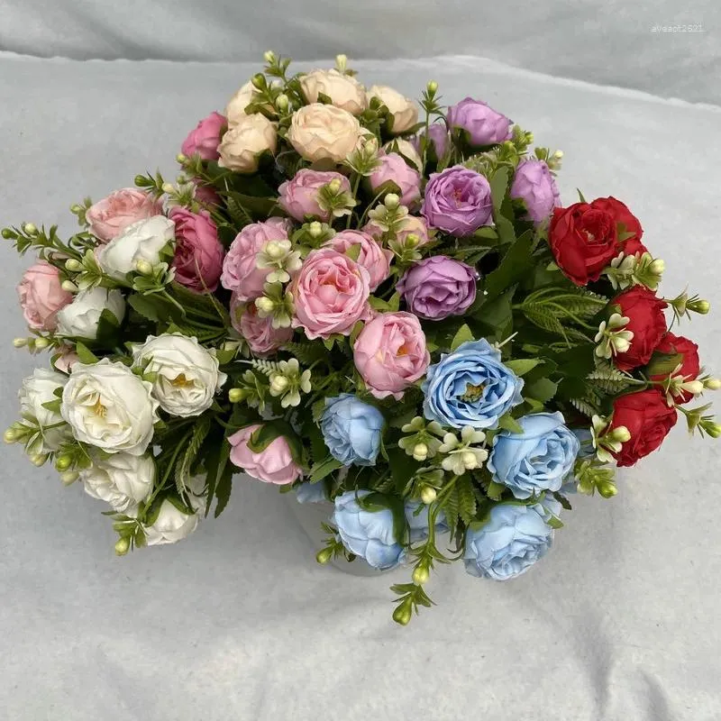 Dekorative Blumen, 2 Stück, Durchmesser 4 cm, künstliche Blumen, gebürstetes Tuch, Pfingstrose, Wohnzimmer-Dekoration, Heim-Shop-Platzierung