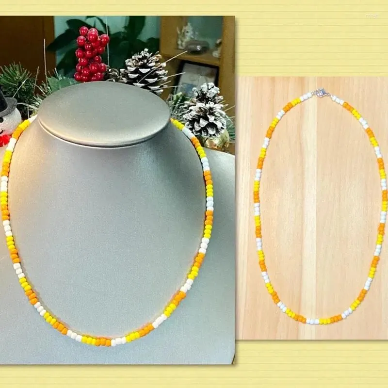 Cadenas Collar de maíz de caramelo Otoño Con cuentas Amarillo Joyería de Halloween Mujer Y2k 2023