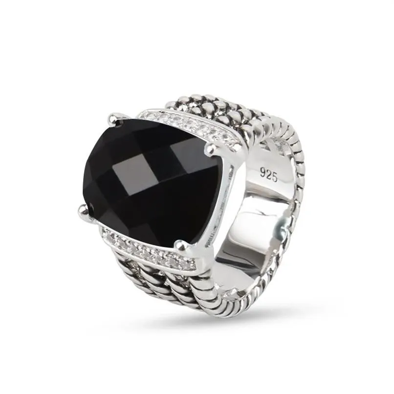 Bague noire en Zircon pour femmes, nouvelle Collection, Vintage, à la mode, cadeau du jour commémoratif, 214k