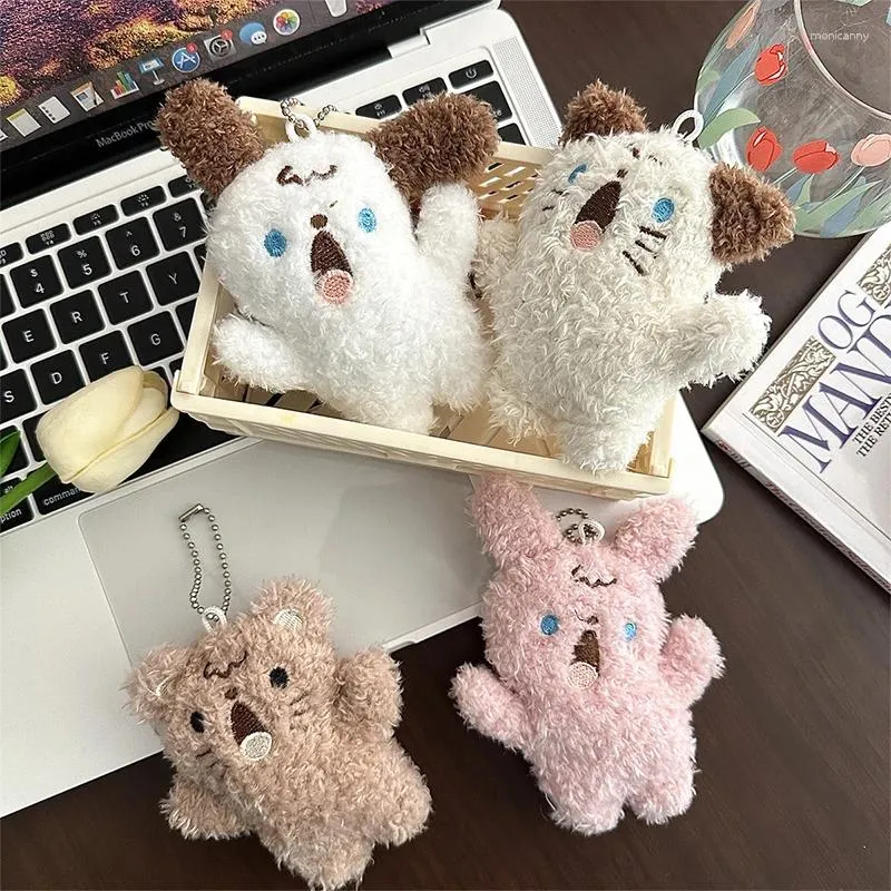 Porte-clés mignon en peluche chien hurlant porte-clés moelleux doux poupée en peluche porte-clés sac à dos sac pendentif charmes pour enfant petite amie adorable cadeau