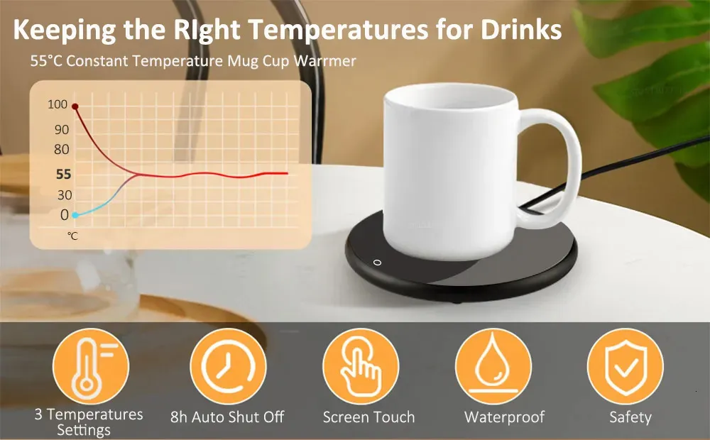 Coffee Cup Heater Mug Warmer USB Heating Pad Electric Milk Tea Water  Thermostatic Coasters Cup Warmer