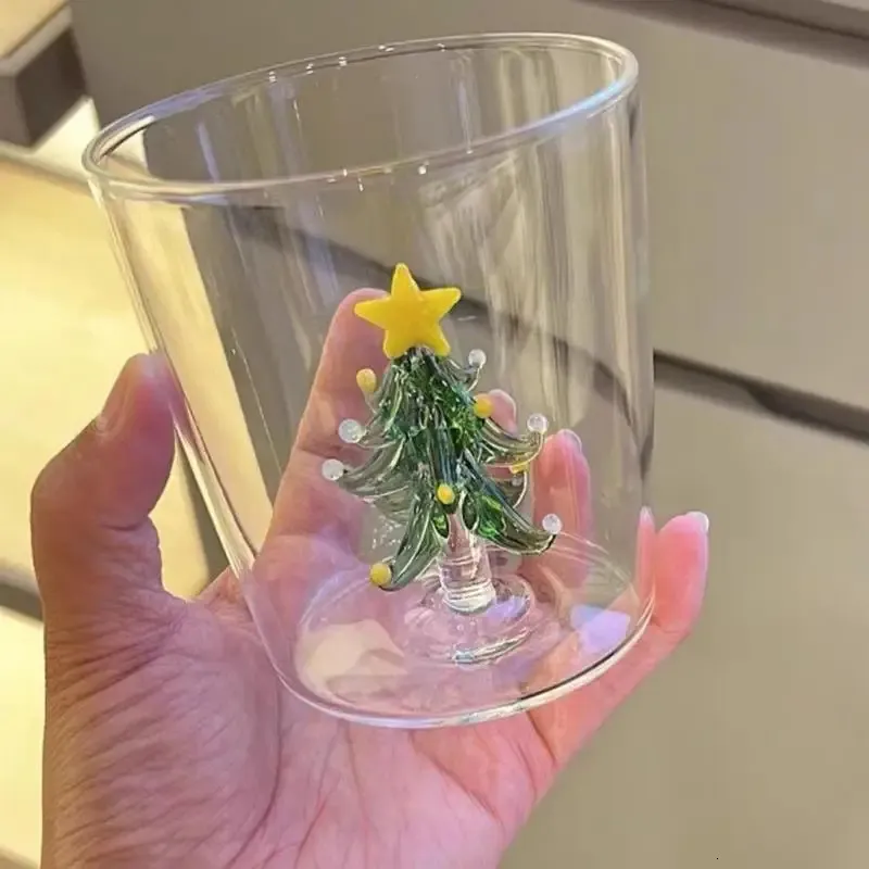 Wine Glasses Christmas Tree Glass Cup Portable Whiskey Cups Holiday Classic Drinkware Reusable Stemless Wine Glasses 231205