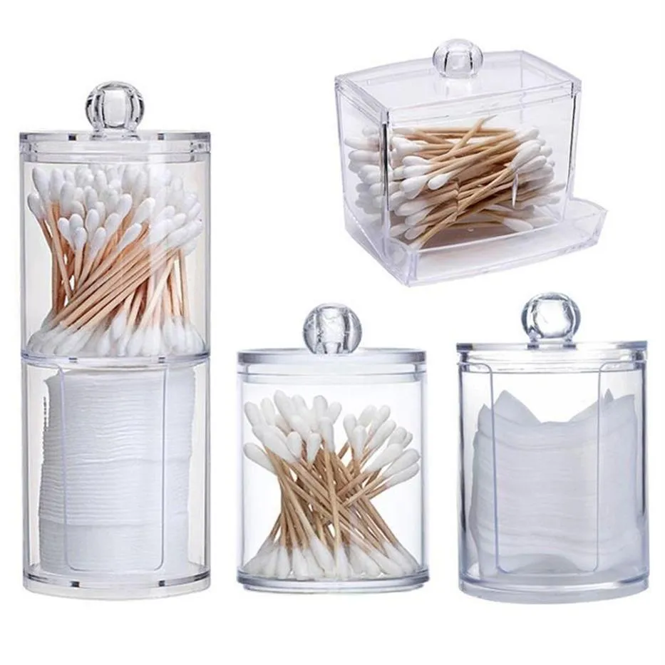Storage Bags Acrylic Cosmetic Organizer Cotton Swabs Qtip Box Container Makeup Pad Jewelry Holder Candy2247