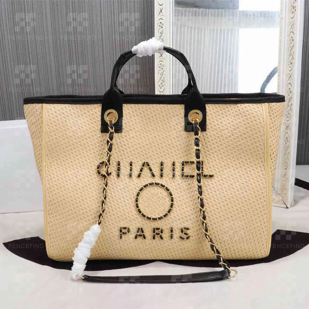 Sacola Bolsa de Ombro CC Designer Bolsa Bolsa Deauville Sacola de Compras Lona Bolsa de Praia Alça de Corrente Bordada Moda Feminina Com Bolsa Carteira Clássica Fencefinds