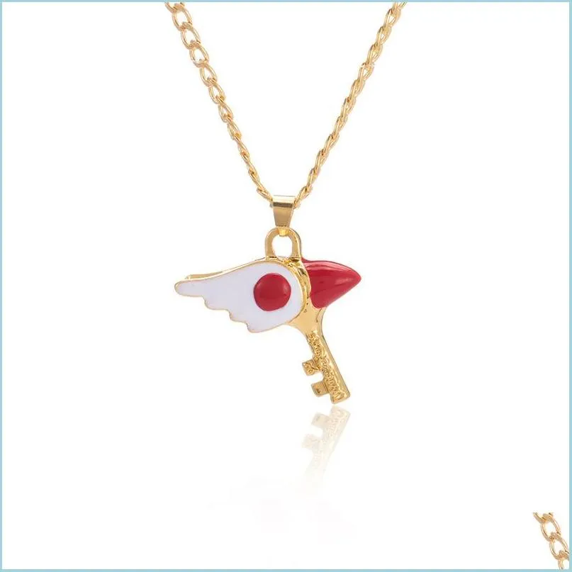 Hanger Kettingen Sieraden Ketting Card Captor Sakura Ster Scepter Hangers Cartoon Charm Choker Drop Levering Dhqlp