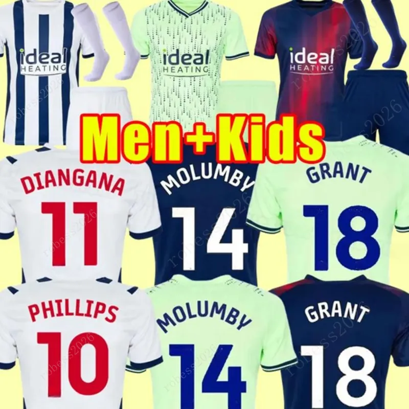 West Bromwich Soccer Jerseys 23 24 MOLUMBY DIANGANA DIKE BRUNT ASANTE Albion Football Shirt 2023 2024 Home Away GRANT WALLACE PHILLIPS Hommes Enfants Kit Uniformes