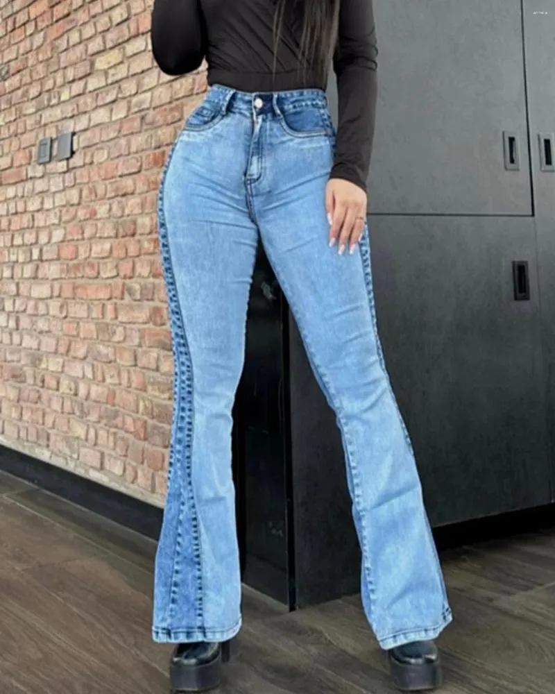 Dżinsy damskie ciepłe wysokie pasy bolifting Flare Pants Jakość 2023 Casual Streetwear Women Y2K
