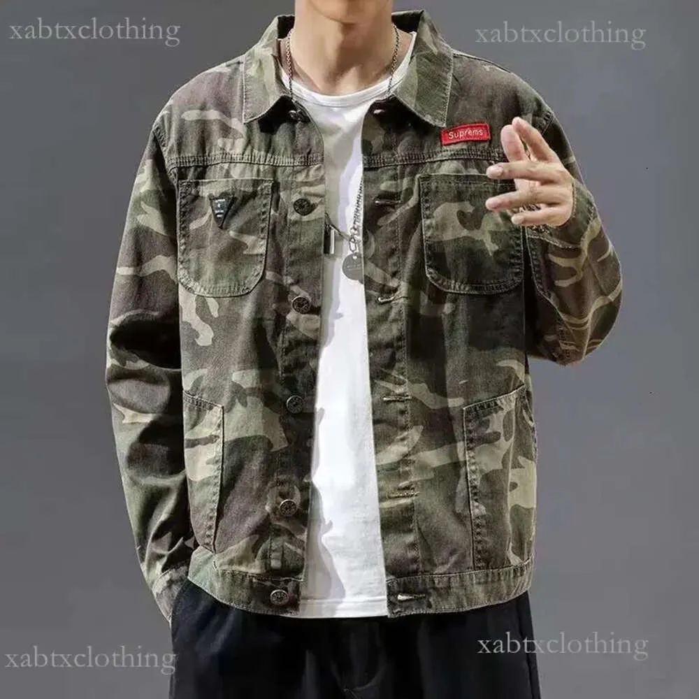 Moncler surpeme jas Mannen Camouflage Denim supre Jas Slim Fit Camo Jean voor Man Trucker Jassen Bovenkleding Jas Turn