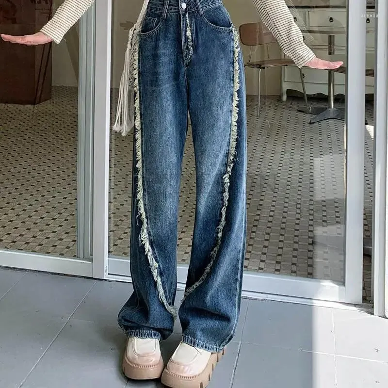 Dżinsy dżinsy mama wysoka -waistyczna retro odzież bawełniana bawełniana myszy