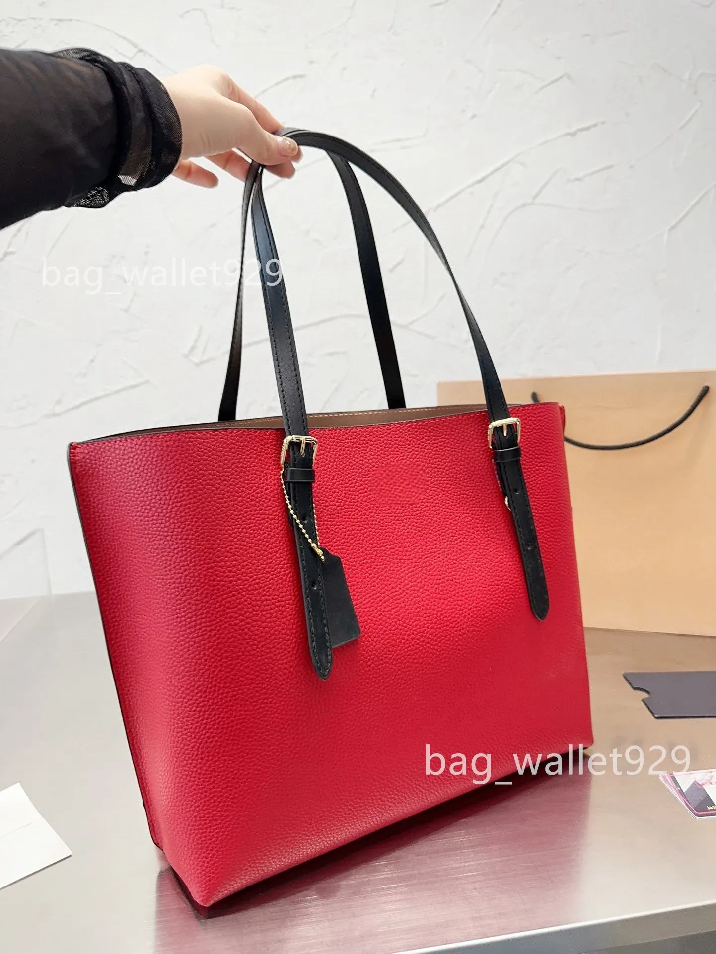 leather tote bag designer women bag Classic Shoulder Bags luxury handbag Fashion purse Thick Strap Metallic Casual Tote Two-tone Branded shopping top handbag brands