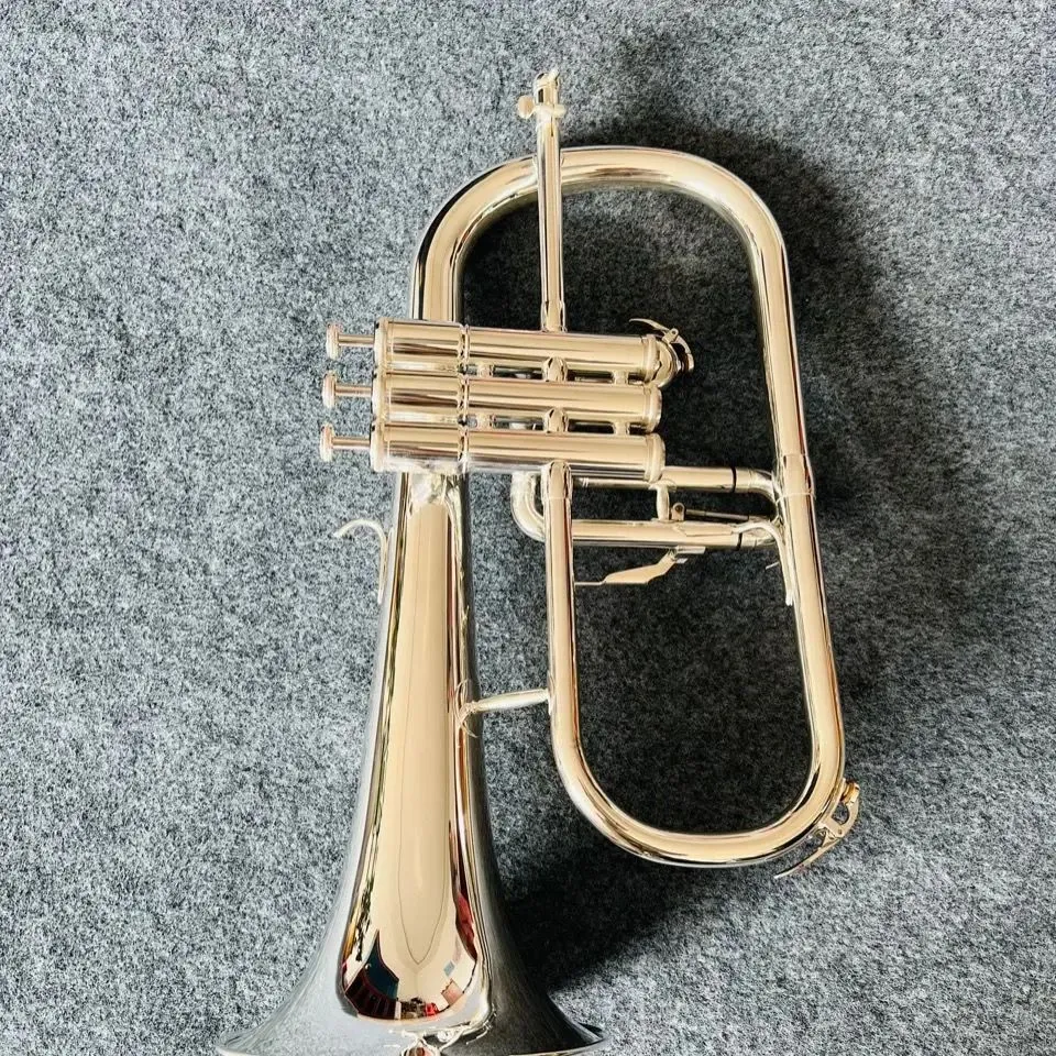 Профессиональный Flugelhorn B-Flat All Silver Made Flugelhorn Jazz Instrument Soft Sound Professional Cont Tone Rong