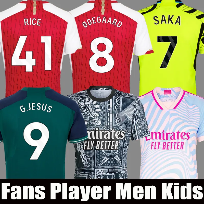 Gunners Fan Soccer Jerseys 23/24 RICE SAKA Players, Ian Wright