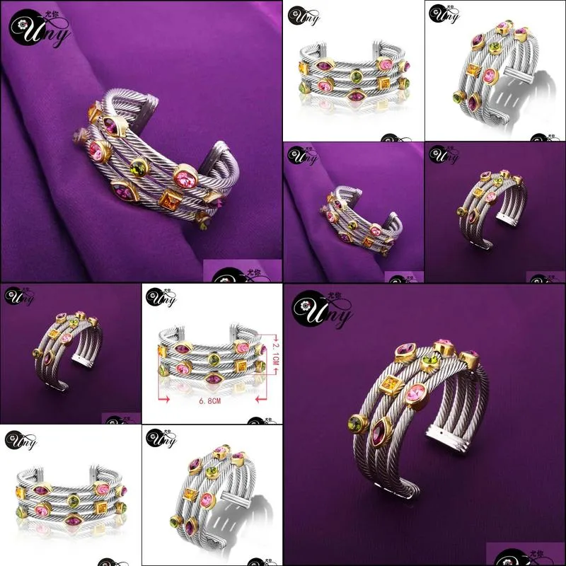 Pulseras con dijes Uny Pulsera MTI Brazalete de alambre trenzado Brazaletes de moda vintage Barco Diseñador único Marca Pulseras de puño de Navidad 21033 Dhqxy