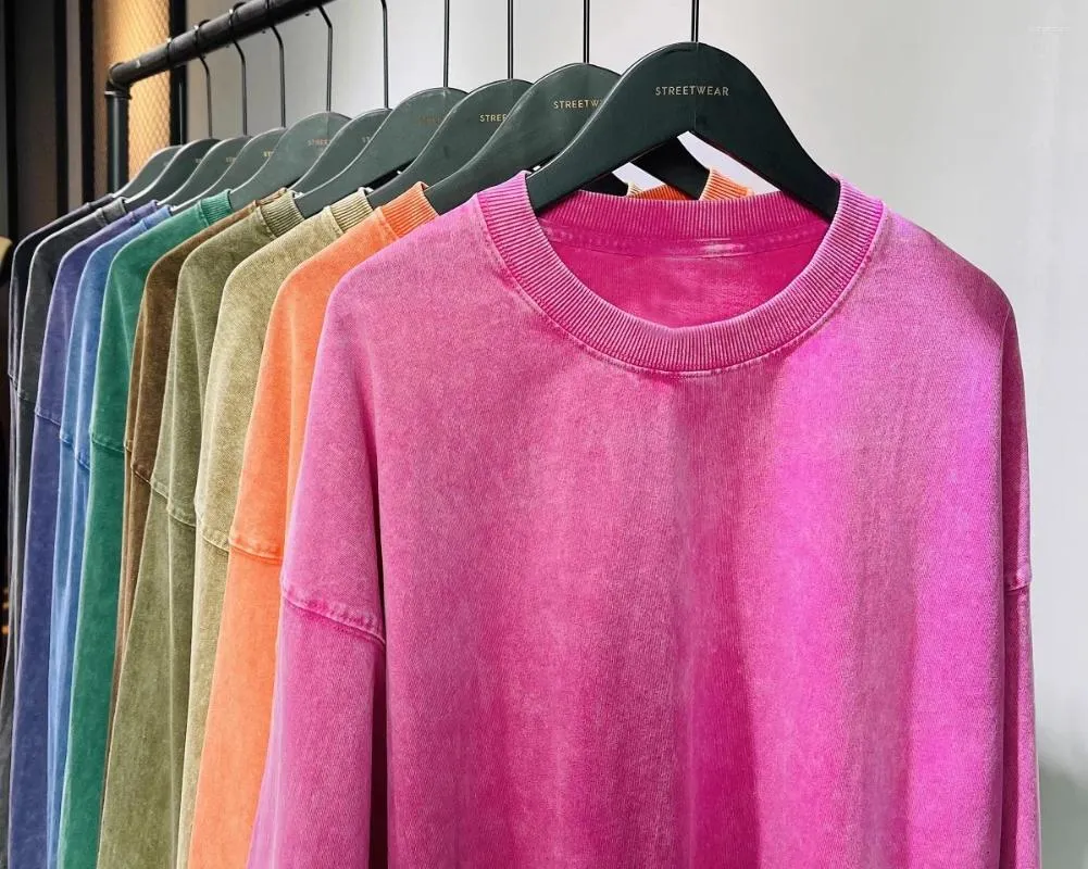Damen T-Shirts Produkt Reine Baumwolle T-Shirt Herren und im Herbst 2023 Rührgebratene Schneeflocke Vintage Mode Marke Langarm waschbar