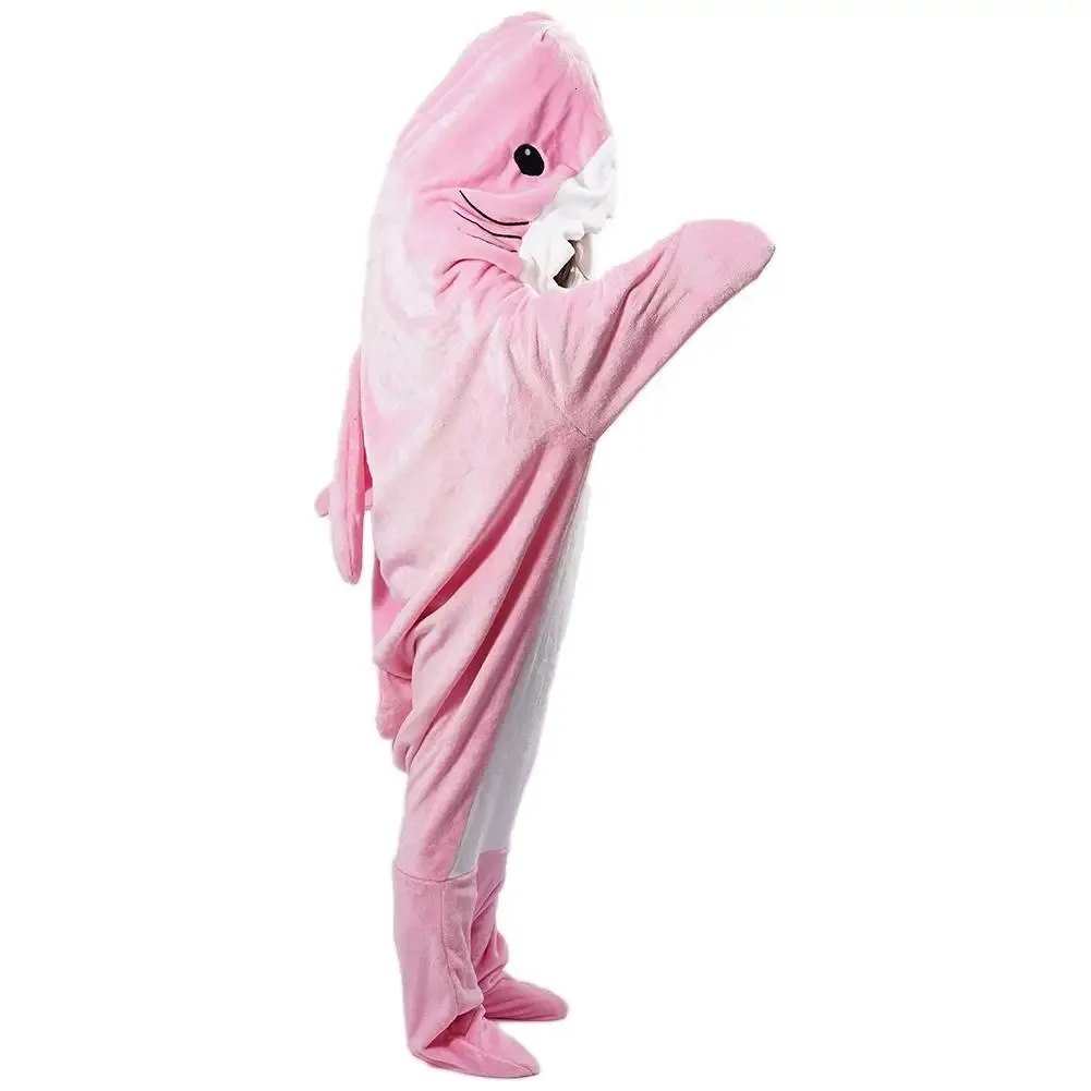 Fabric Cartoon Shark Sleeping Bag Shawl Blanket Wearable Blanket Shark  Blanket