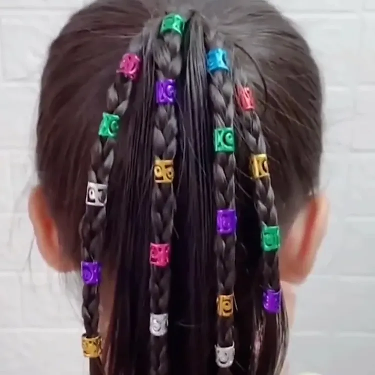Children's dirty braid barrettes hairpin button hair ornament braid hairpins net red baby headdress braids artifact ring buckle