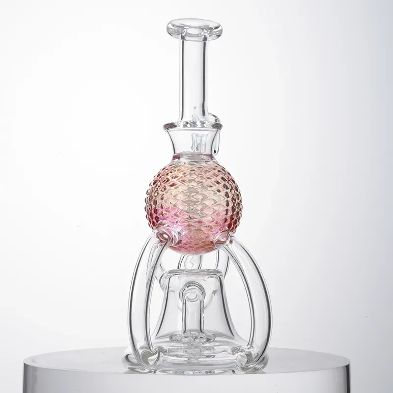 Pink Beach Ball Heady Glass Bongs Hookahs Recycler Bong showerhead Perc Oil Rigs Dab Rig 14mm Joint Water Pipes With Banger XL-2242