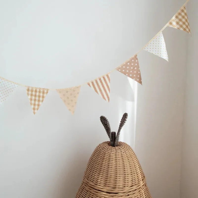 Andere evenementen Feestartikelen Noordse katoenen wimpel Vlaggen Decoratie Retro Driehoek Doek Muurophangende banner Verjaardag Bruiloftsslinger voor kinderkamerdecoratie 231205