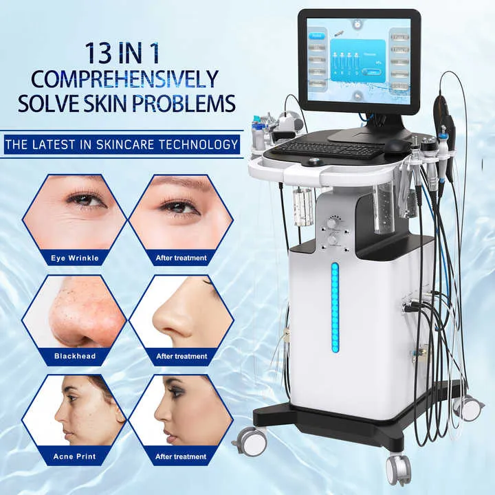 Nieuwste Skin Analyzer Hydrafacy HydroFaci Galvanische Facial Hydradermabrasie Hydra Peel Facial Spa Salon Machine 2024