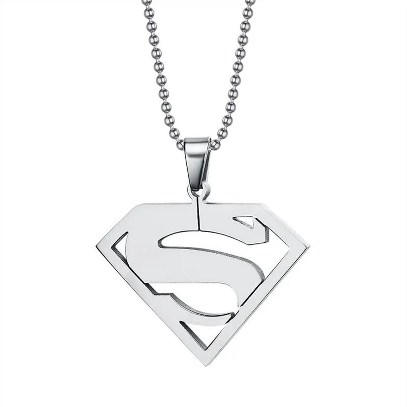 Superman-Anhänger mit Anhänger, überzogene Superman-Halsketten, Schmuck für Männer und Frauen, PN-002209v