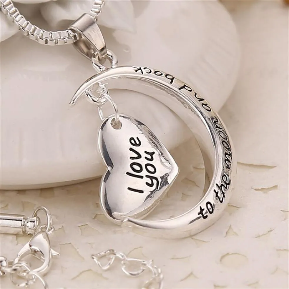 10pcs Crescent Heart I Love U naar de Maan en Terug Charme Ketting HerenMs Sieraden Mode Accessoires217k