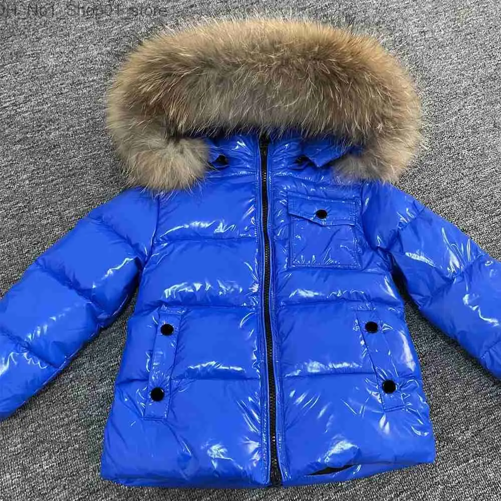 Daunenmantel Kinder Winter Daunenjacke Abnehmbarer Waschbärpelzkragen Kleinkind Jungen Kapuzenmantel Baby Mädchen Warmer Schneeanzug Kinder Parkas Q231205