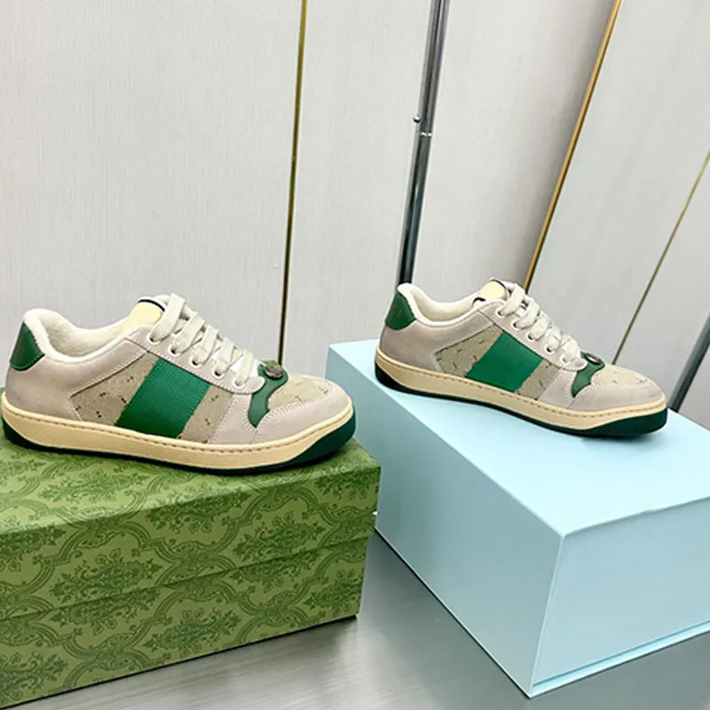 Zapatos de diseñador Mujer zapatos casuales zapatos bajos zapatos deportivos entrenadores blancos blancos rayas verdes caminando mujeres impresión de bordado zapatillas