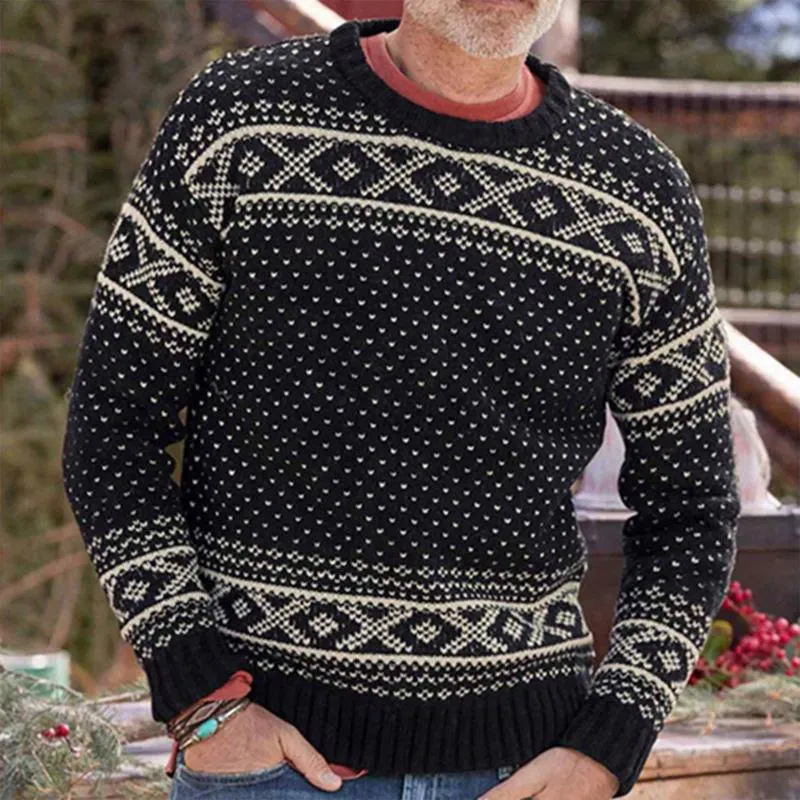 Мужские свитера Осенний свитер мужчина повседневное принт с длинным рукавом пуловой плюс размер