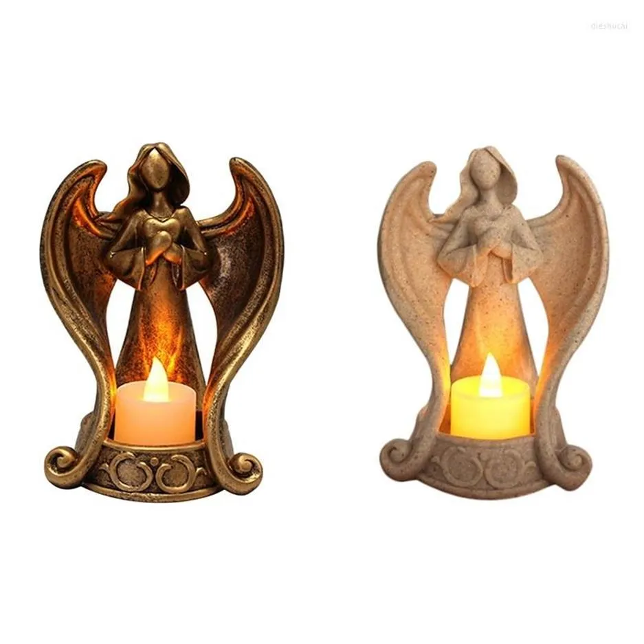 Candelabros Angel Estatua Tealight Holder Vintage Light Memorial Regalos para la iglesia de boda en casa 2679